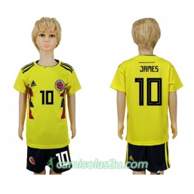 Camisolas de Futebol Colômbia James 10 Criança Equipamento Principal Copa do Mundo 2018 Manga Curta